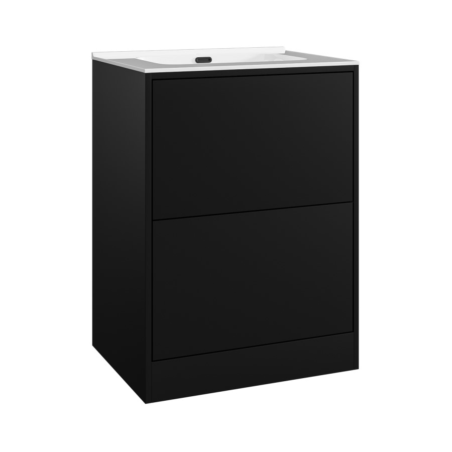ONLY OPENED - 600mm Black Freestanding Vanity Unit with Basin - Palma
