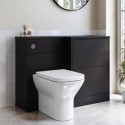 BUN/PALB600/91619 1100mm Black Right Hand Toilet and Sink Unit with Square Toilet and Chrome Push Button - Palma