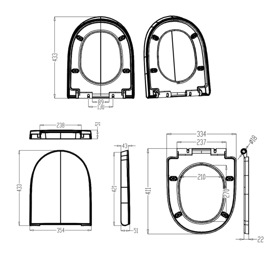 1100mm Black Right Hand Toilet and Sink Unit with Round Toilet and Chrome Push Button - Palma