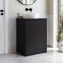 BUN/PALB600/92694 600mm Black Countertop Vanity Unit with Triangular Basin - Palma