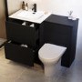 1100mm Black Toilet and Sink Unit with Round Toilet and Matt Black Push Button - Palma