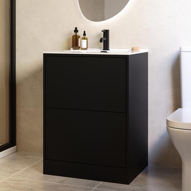 Palma — 600mm Black Freestanding Vanity Unit