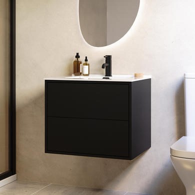 Palma — 600mm Black Wall Hung Vanity Unit