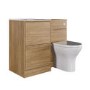 1000mm Oak Wood Effect Toilet and Sink Unit with Round Toilet and Chrome Push Button - Palma