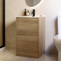 BUN/PALO500FS/100855 500mm Oak Wood Effect Freestanding Vanity Unit with Basin - Palma