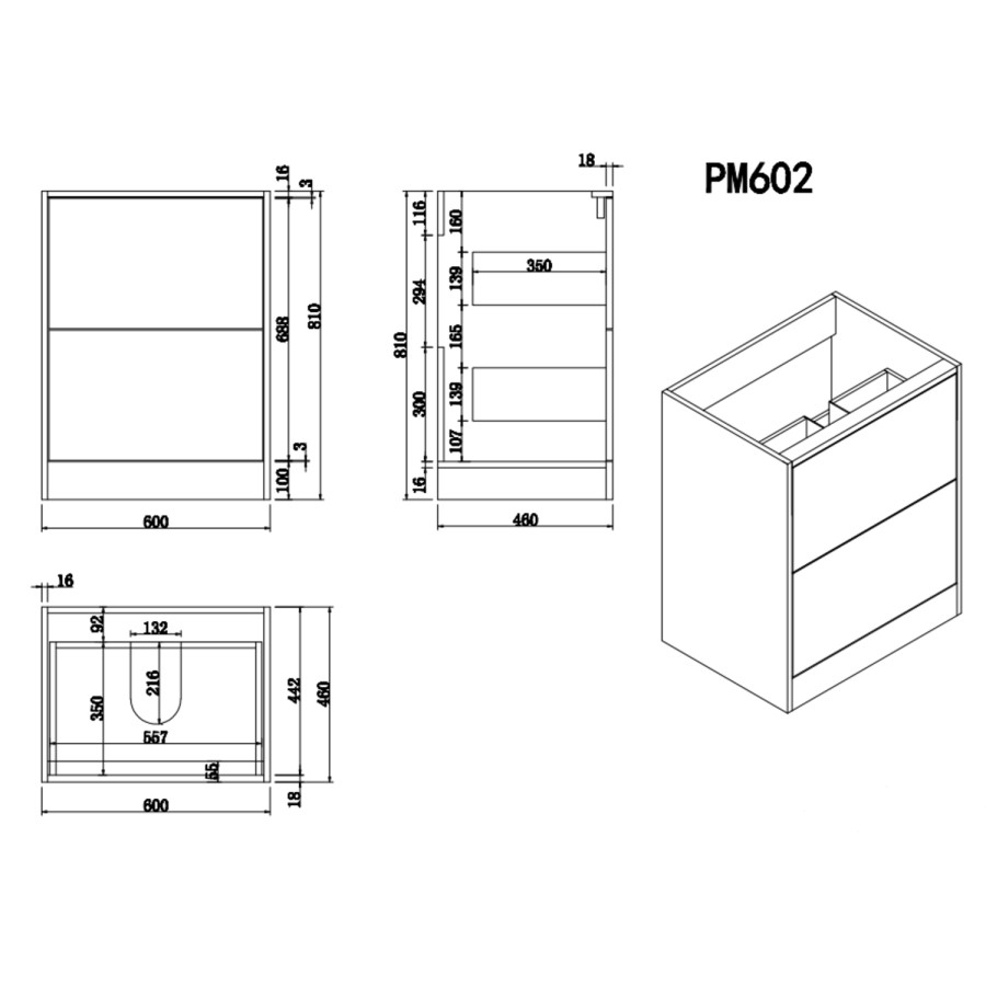 600mm Wood Effect Freestanding Vanity Unit with Basin – Palma