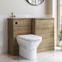 BUN/PALO600/92700 1100mm Wood Effect Right Hand Toilet and Sink Unit with Square Toilet and Matt Black Push Button - Palma