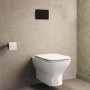 Wall Hung Rimless Toilet with Soft Close Seat, Matt Black Pneumatic Flush Plate, 1168mm Frame & Cistern – Palma