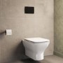 Wall Hung Rimless Toilet with Soft Close Seat, Matt Black Pneumatic Flush Plate, 1168mm Frame & Cistern – Palma