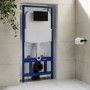 Indiana Wall Hung Toilet 1160mm Mechanical WC Frame & Cistern & Black Mechanical Flush Plate