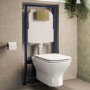 Palma Wall Hung Toilet 1160mm Mechanical WC Frame & Cistern & Brushed Brass Mechanical Flush Plate