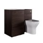 1000mm Walnut Wood Effect Toilet and Sink Unit with Round Toilet and Brushed Brass Push Button - Palma