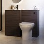 1000mm Walnut Wood Effect Toilet and Sink Unit with Round Toilet and Matt Black Push Button - Palma