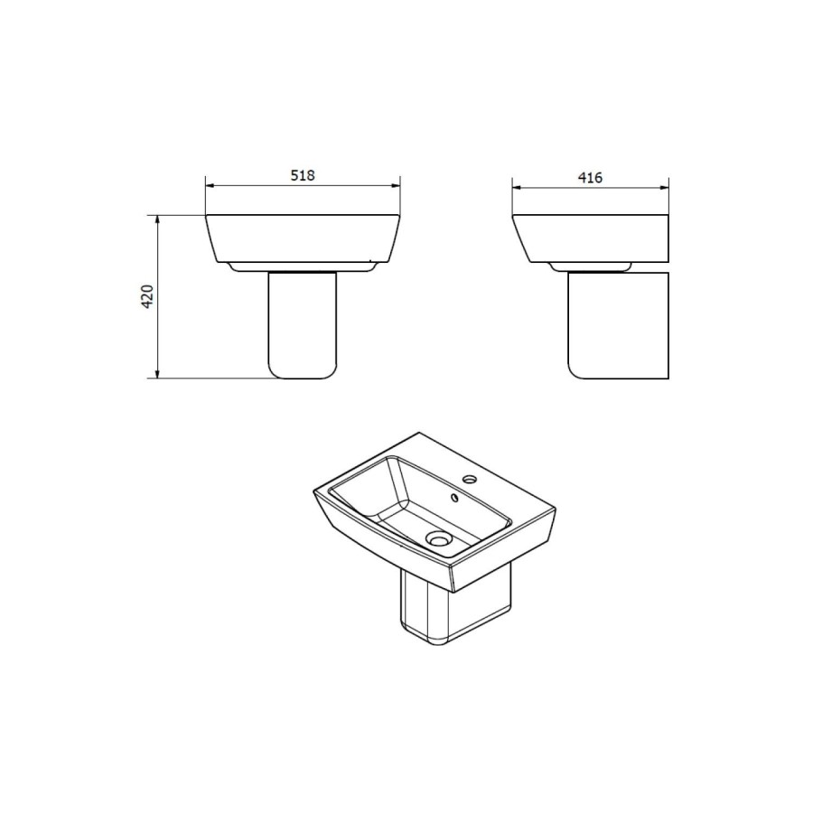 Delta Semi Pedestal Toilet and Basin Suite