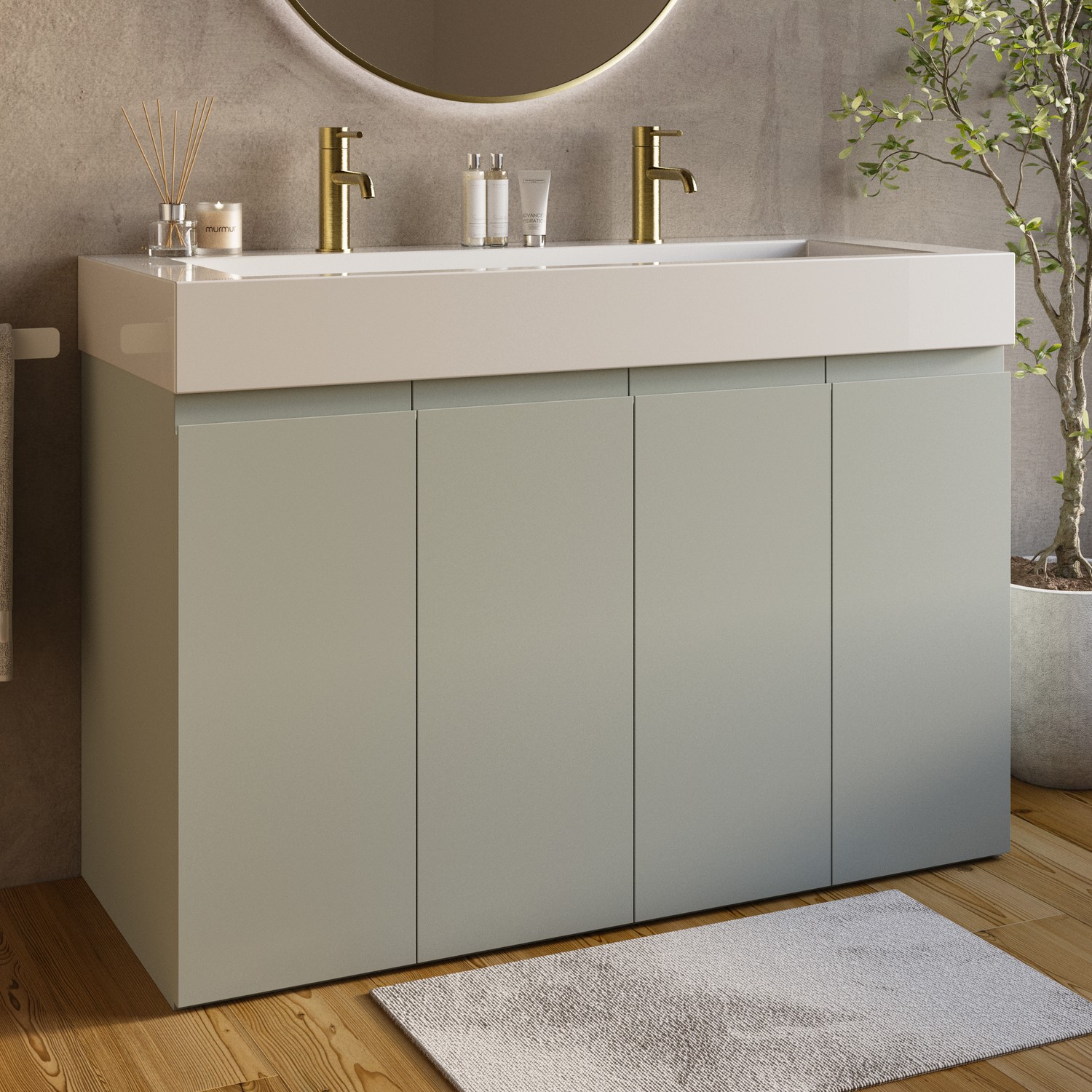 Panama Green 1200Mm Freestanding Double Vanity Unit With Basin