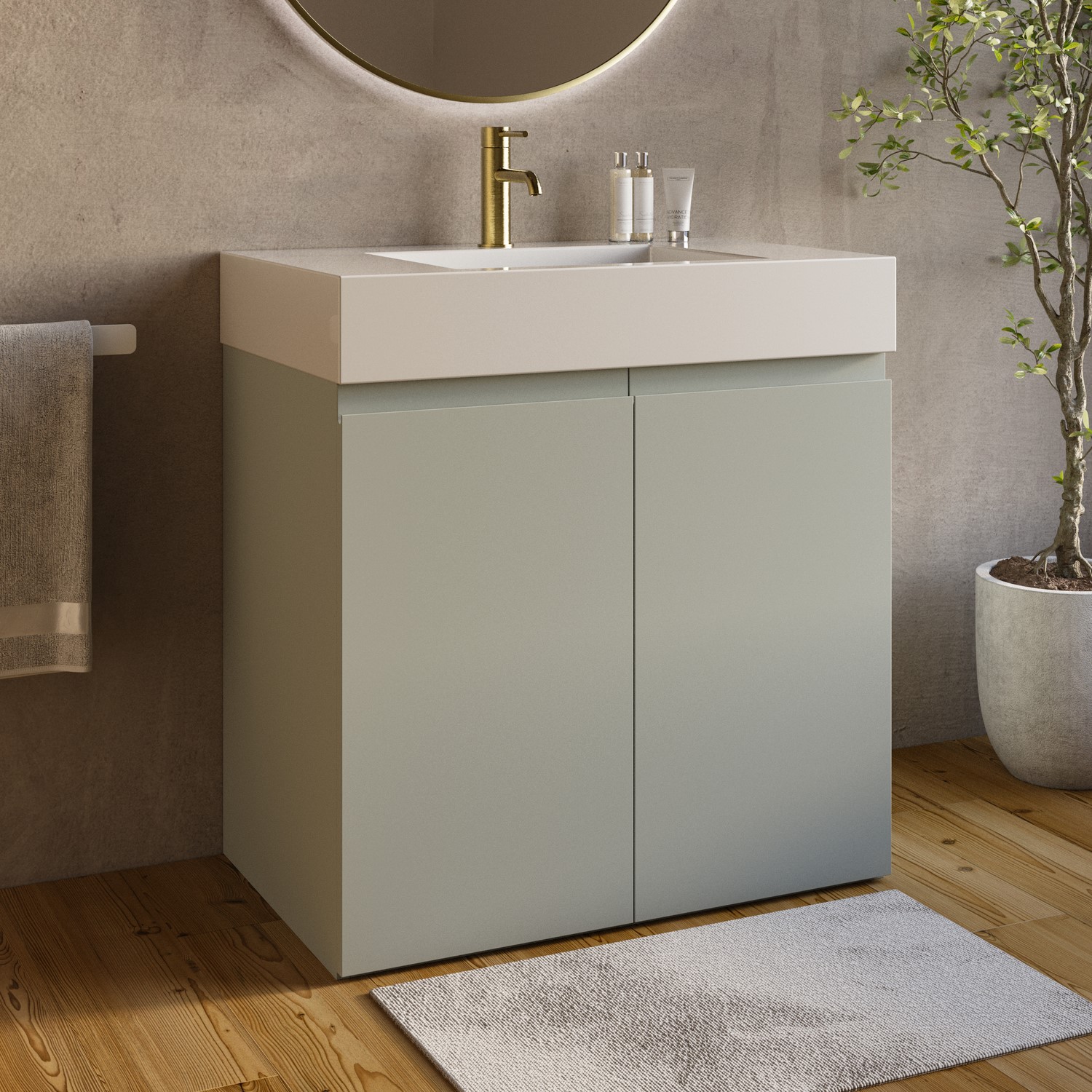 Panama Green 800Mm Freestanding Vanity Unit With Basin