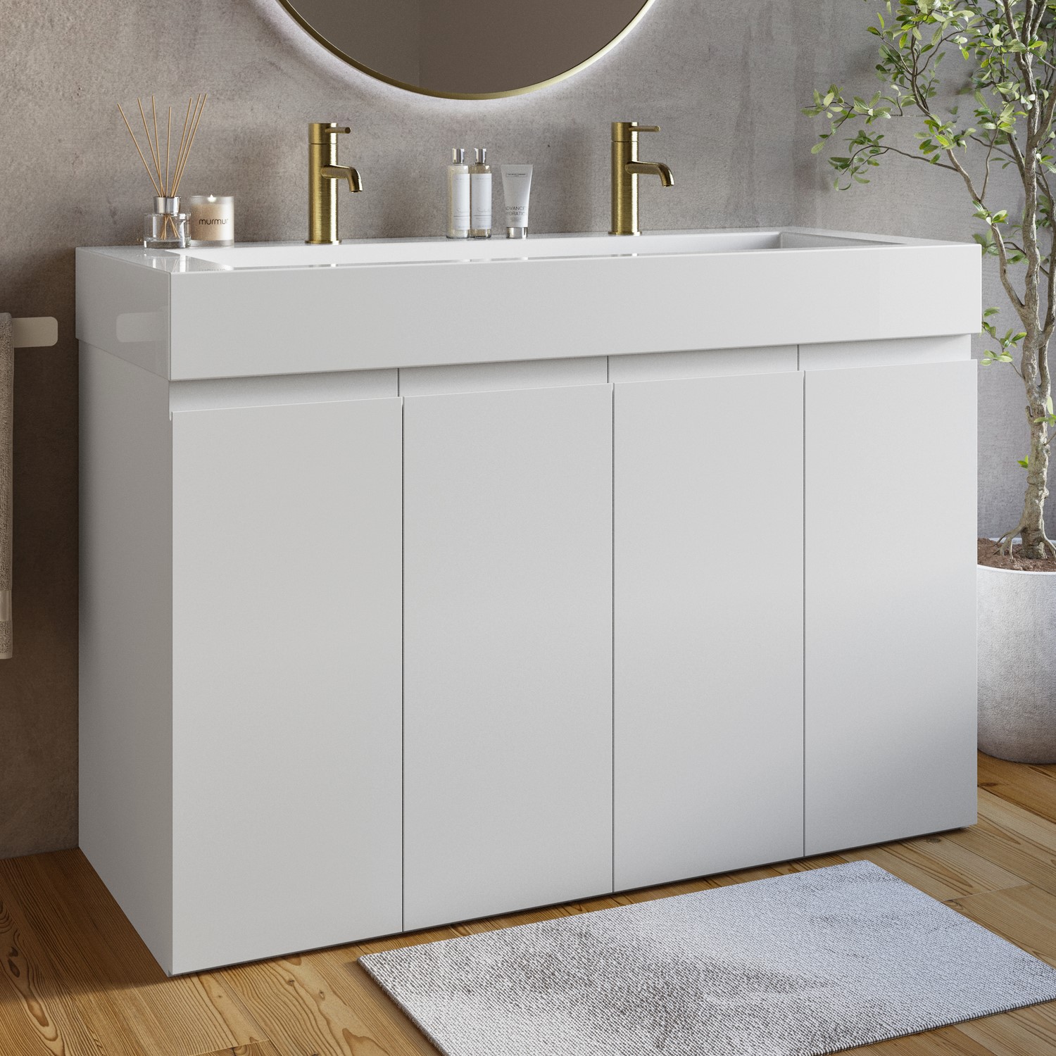 Panama White 1200Mm Freestanding Double Vanity Unit With Basin