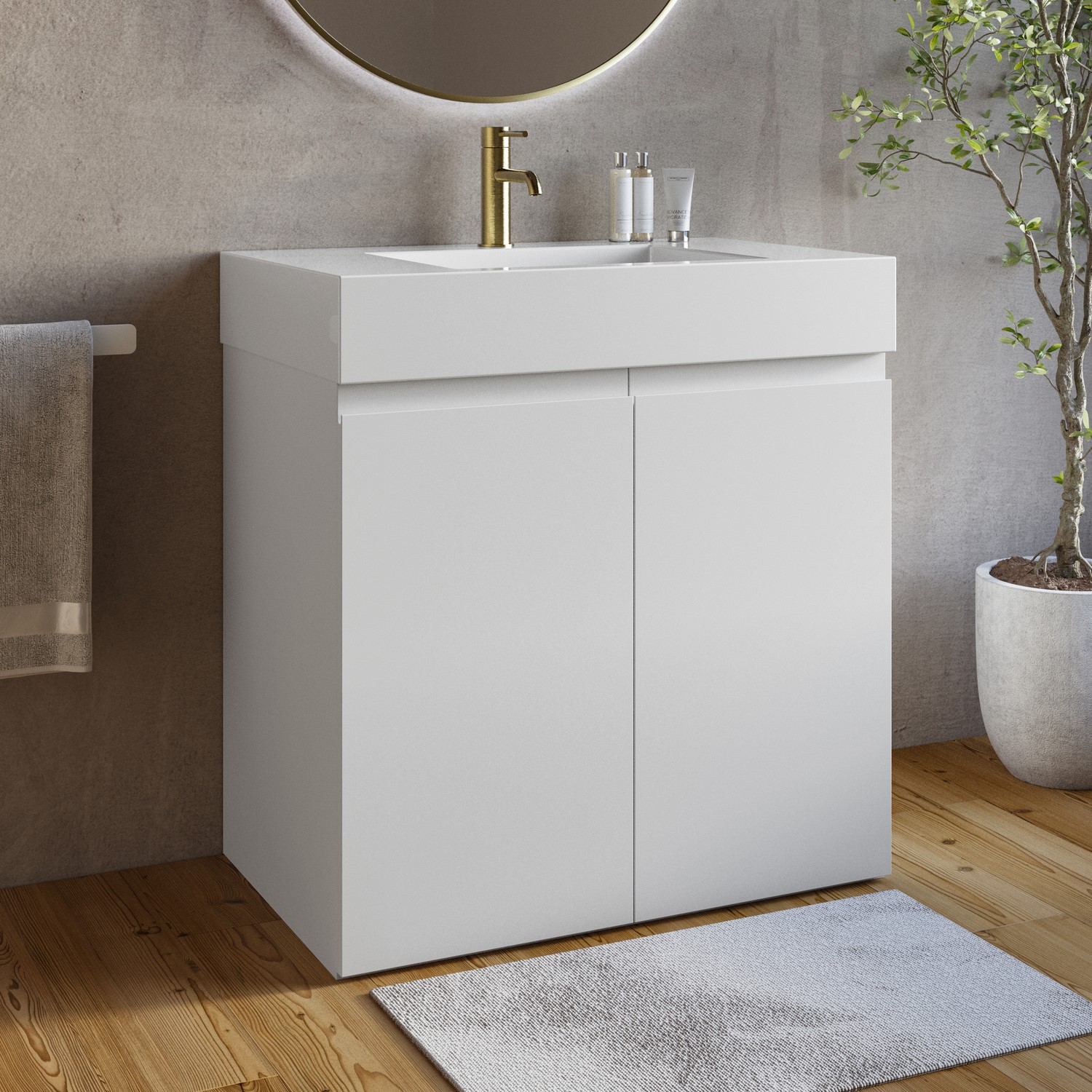 Panama White 800Mm Freestanding Vanity Unit With Basin