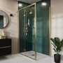 1200 x 900mm Brushed Brass Rectangular Hinged Shower Enclosure with Low Profile Shower Tray - Pavo