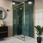 1200 x 900mm Brushed Brass Rectangular Hinged Shower Enclosure with Low Profile Shower Tray - Pavo
