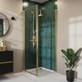 Grade A2 - Brushed Brass 8mm Glass Rectangular Hinged Shower Enclosure 900x800mm - Pavo