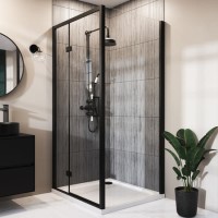 Black 8mm Glass Rectangular Hinged Shower Enclosure 1000x700mm - Pavo