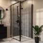 Black 8mm Glass Rectangular Hinged Shower Enclosure 1000x700mm - Pavo