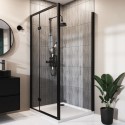 BUN/PAVHGMB1000/84827 1000x900mm Black 8mm Glass Rectangular Hinged Shower Enclosure - Pavo