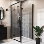 Black 8mm Glass Rectangular Hinged Shower Enclosure 1200x700mm - Pavo