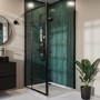 1200 x 760mm Matt Black Rectangular Hinged Shower Enclosure - Pavo
