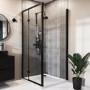 1200x900mm Black 8mm Glass Rectangular Hinged Shower Enclosure - Pavo