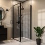 900x700mm Black 8mm Glass Rectangular Hinged Shower Enclosure - Pavo