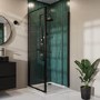 900 x 760mm Matt Black Rectangular Hinged Shower Enclosure - Pavo