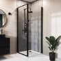 Black 8mm Glass Square Hinged Shower Enclosure 900mm - Pavo