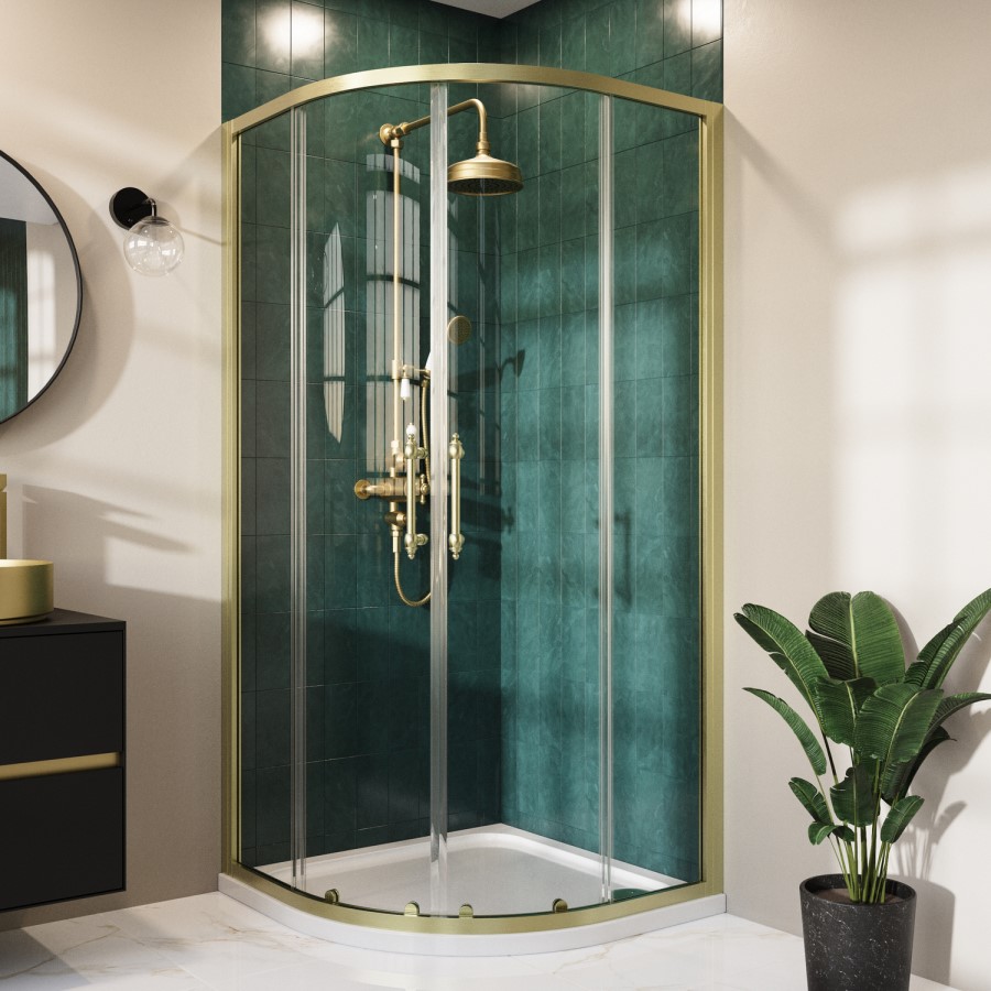 Brushed Brass Traditional Shower Door Handle - Pavo