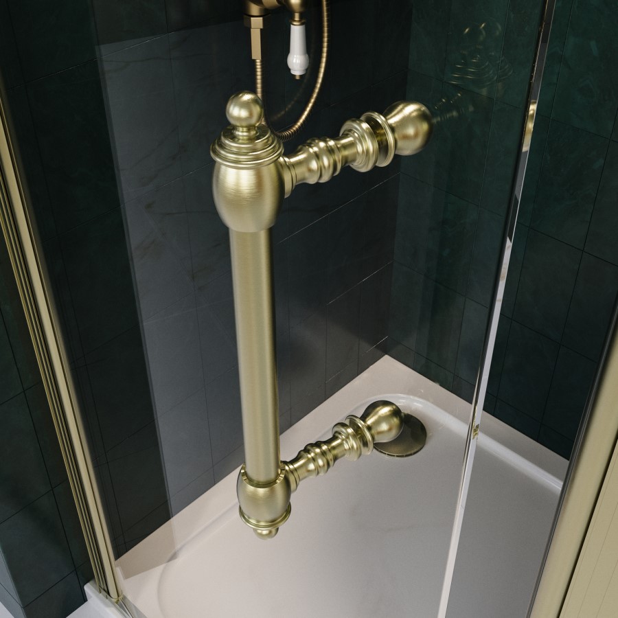 Brushed Brass Traditional Shower Door Handle - Pavo