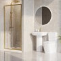 1000 x 800mm Brass Rectangular Sliding Door Shower Enclosure Suite with Toilet and Basin - Pavo