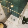 1200x800mm Brushed Brass 8mm Glass Rectangular Sliding Shower Enclosure with Low Profile Shower Tray - Pavo
