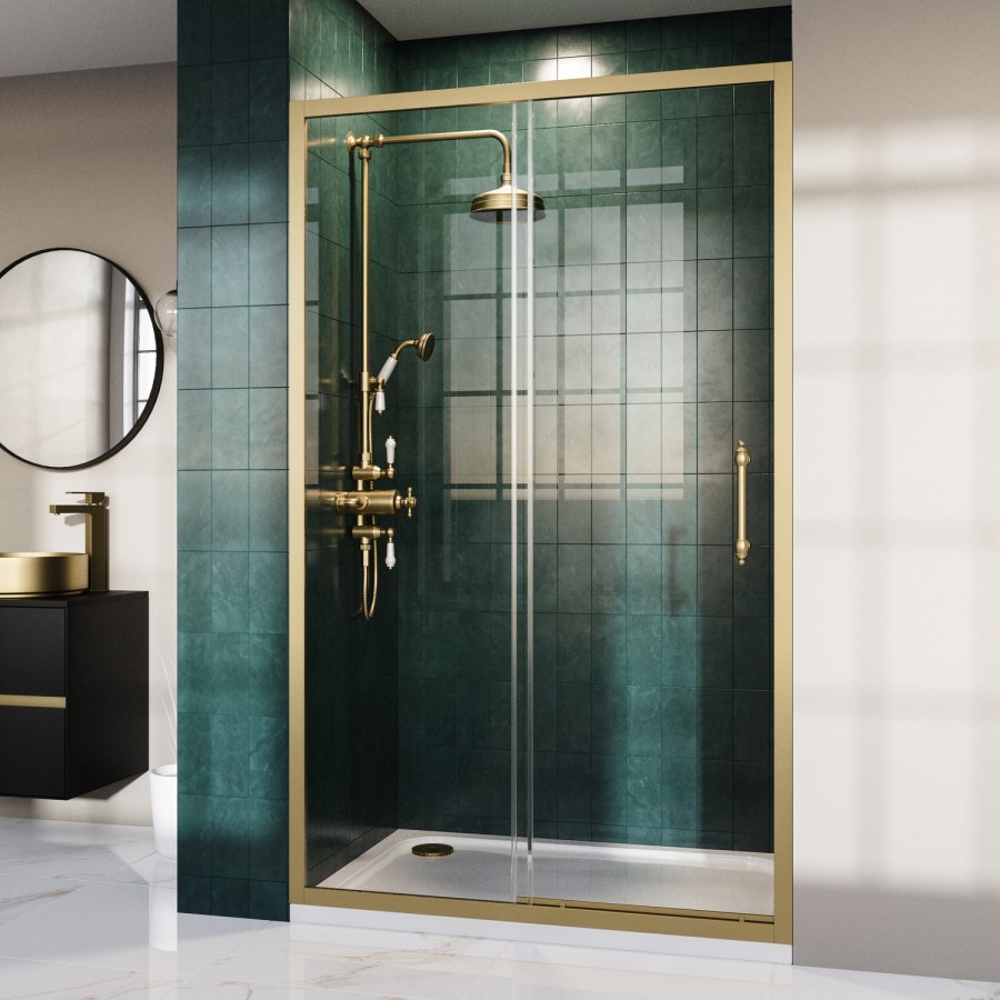 Brushed Brass Traditional Shower Door Handle - Pavo