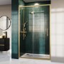 1200mm Brushed Brass Sliding Shower Door 8mm Glass with Traditional Handle - Pavo 