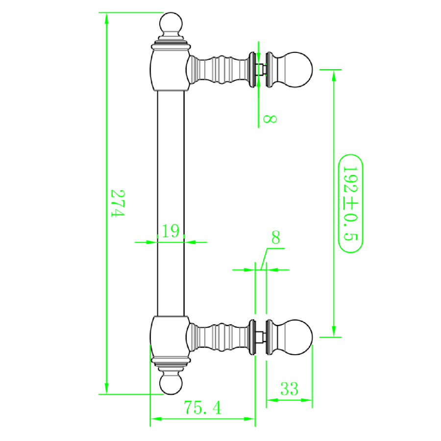 Brushed Brass Traditional Shower Door Handle - Pavo