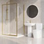 1200 x 800mm Brass Rectangular Sliding Door Shower Enclosure with Side Panel Suite with Toilet and Basin - Pavo