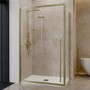 1200x800mm Brushed Brass 8mm Glass Sliding Shower Enclosure with Extended Handle - Pavo