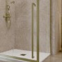 1200x800mm Brushed Brass 8mm Glass Sliding Shower Enclosure with Extended Handle - Pavo