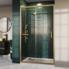 1400mm Brushed Brass  Sliding Shower Door 8mm Glass - Pavo