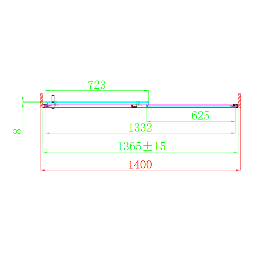 1400mm Brushed Brass Sliding Shower Door 8mm Glass - Pavo