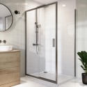 BUN/PAVSLGG1200/93637 1200x800mm Gunmetal Grey 8mm Glass Rectangular Sliding Shower Enclosure - Pavo