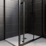 Black 8mm Sliding Shower Door Extended Handle 1200mm with 800mm Side Panel  - Pavo