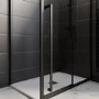 Black 8mm Sliding Shower Door Extended Handle 1000mm with 700mm Side Panel  - Pavo