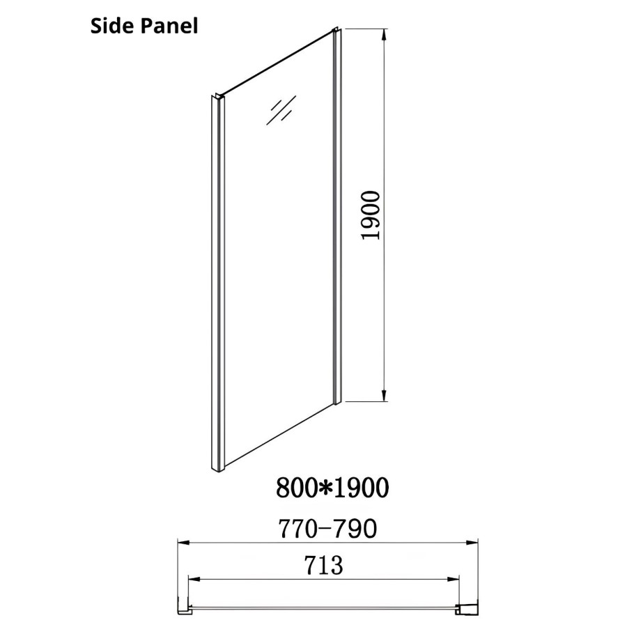 1000 x 800mm Chrome Rectangular Sliding Door Shower Enclosure with Side Panel Suite with Toilet and Basin - Carina